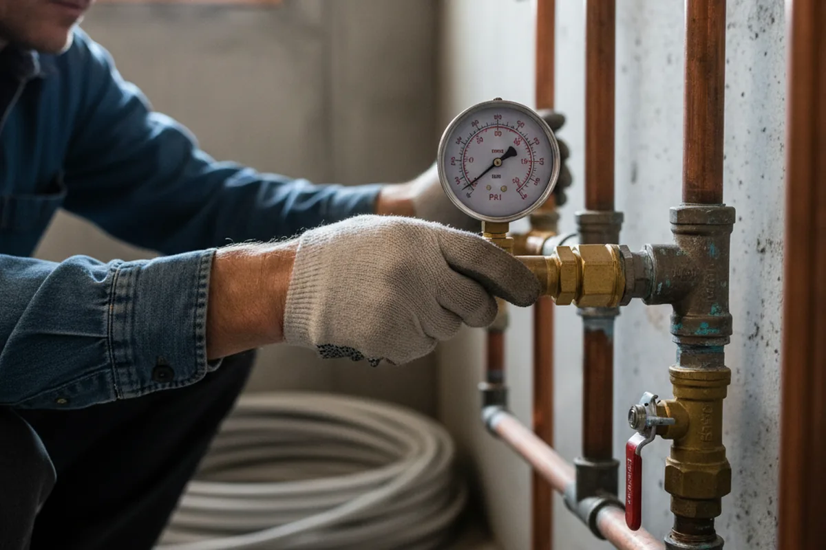 Pressure testing a repaired line during Water Line Repair in Carroll